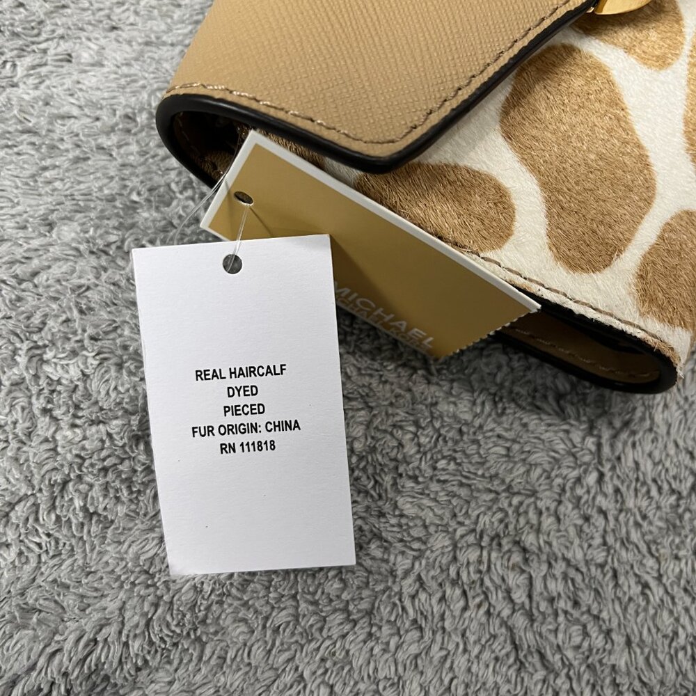 NWT Michael Kors Women's Wallet Carmen Medium Flap Bifold real haircalf - Picture 5 of 6